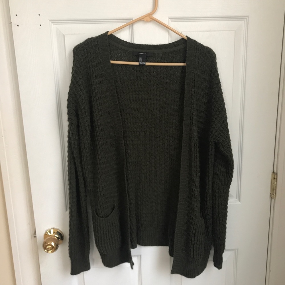 Army green cardigan
